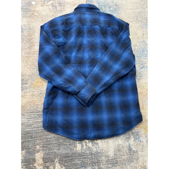 Pendleton Mens Blue Black Ombre Plaid Thomas Kay Button Down Shirt Large - Picture 8 of 9